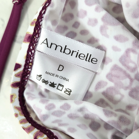 Ambrielle Snakeskin Maroon Gold Macrame Tankini - Picture 6 of 8